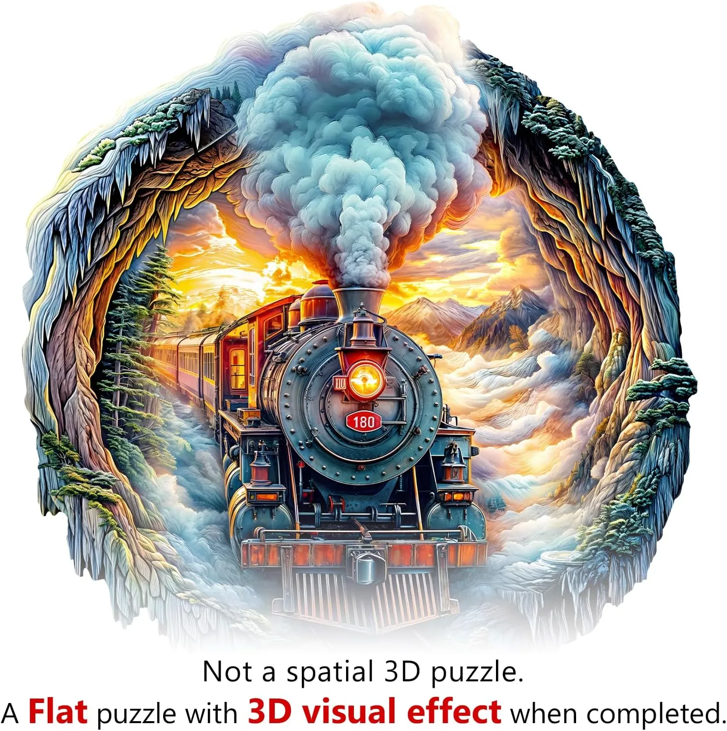 for Adults, Visual 3D Steam Train Wood Puzzles Adult, Unique Animal Shape Wooden Jigsaw Puzzles for Adults, Birthday Gifts for Puzzle Lovers, Family(S-8.5 * comparative symptom 8in-95pcs) Jigfoxy Wooden Puzzles 