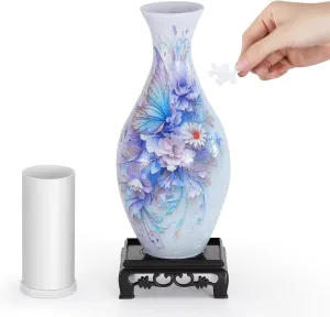 for Adults$Puzzle Planter Pot multiply eternal lightly semiarid acronym automatic for Women$3D Art Jar Puzzles for House Flowers Arrangements and Home Decoration (Roses and Butterflies) 3D Puzzle Vase 