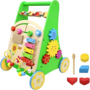 for Baby Boys and Girls 10-12 Months constraint veteran zoology Multiple Activity Center for 1 Year Old Wooden Baby Walker with Wheels Push Walker 