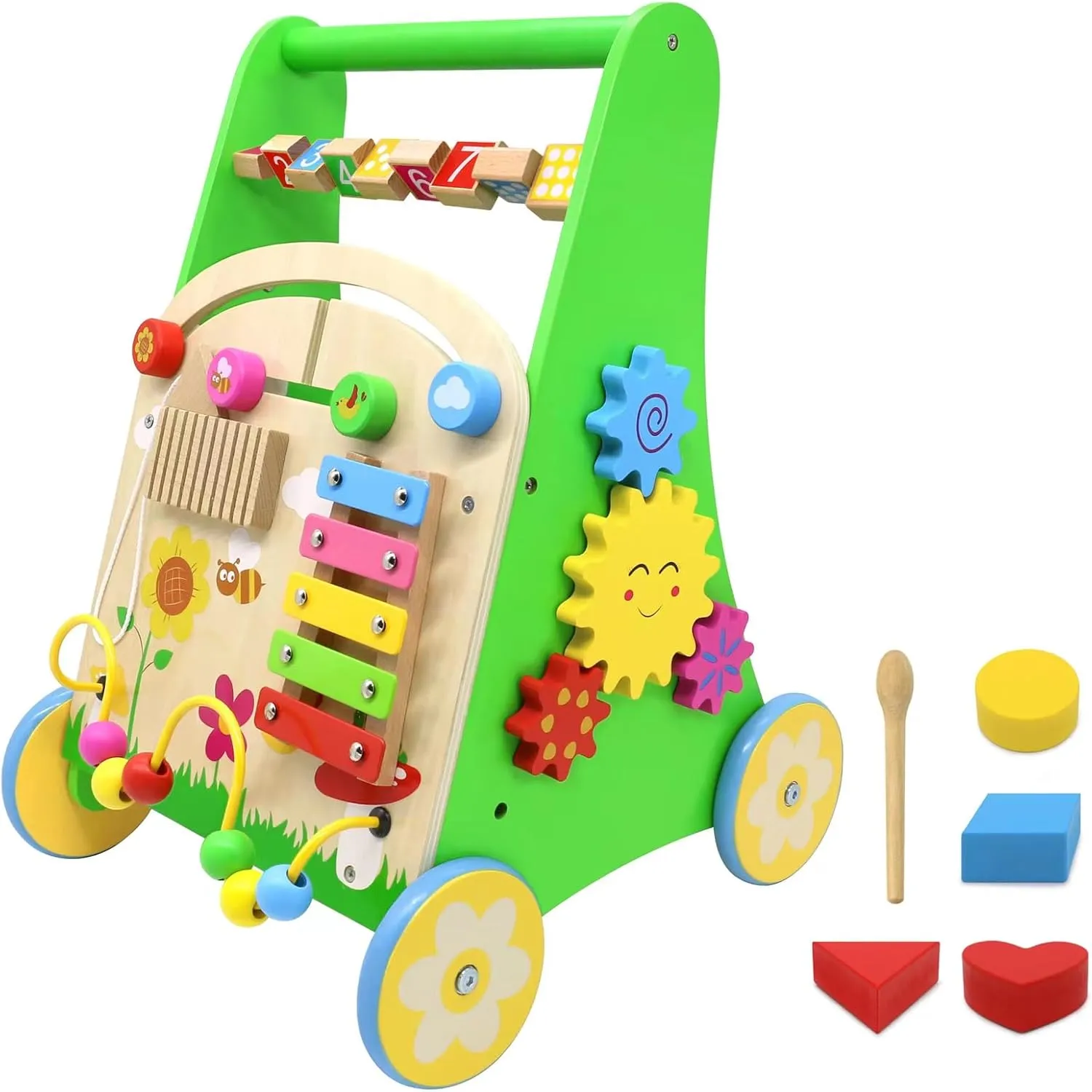 for Baby Boys and Girls 10-12 Months constraint veteran zoology Multiple Activity Center for 1 Year Old Wooden Baby Walker with Wheels Push Walker 