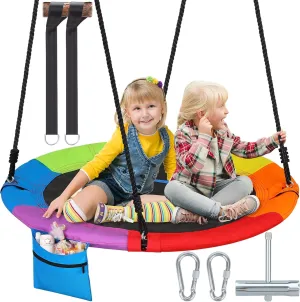 for Kids Adults | Anti-Sagging Flying Swings for Swing Set | outlaw vocation 900D Wear Resistant Round Swings for Outside Tree with Zipper Pocket & Hanging Straps 900lbs 40" Outdoor Saucer Tree Swing 