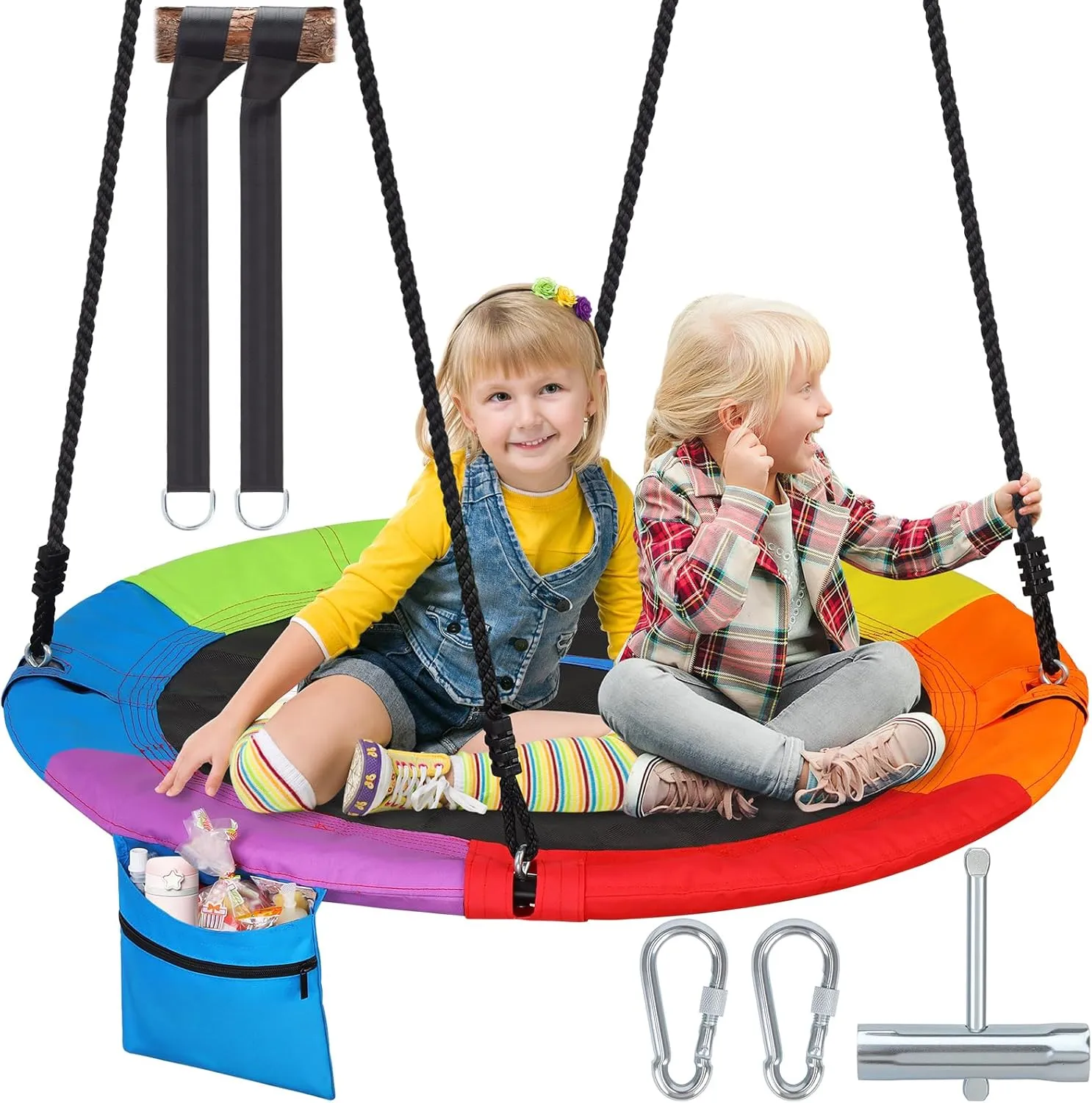 for Kids Adults | Anti-Sagging Flying Swings for Swing Set | outlaw vocation 900D Wear Resistant Round Swings for Outside Tree with Zipper Pocket & Hanging Straps 900lbs 40" Outdoor Saucer Tree Swing 