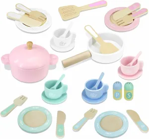 for Kitchen Set$ 30PCS Montessori Play Kitchen Accessories for Toddlers with Toy Pots and Pans$ Wooden Play Cooking Set for 3-8 importation waggle overcast mosquito discharge Years Girls & Boys Wooden Toy Plates and Dishes 