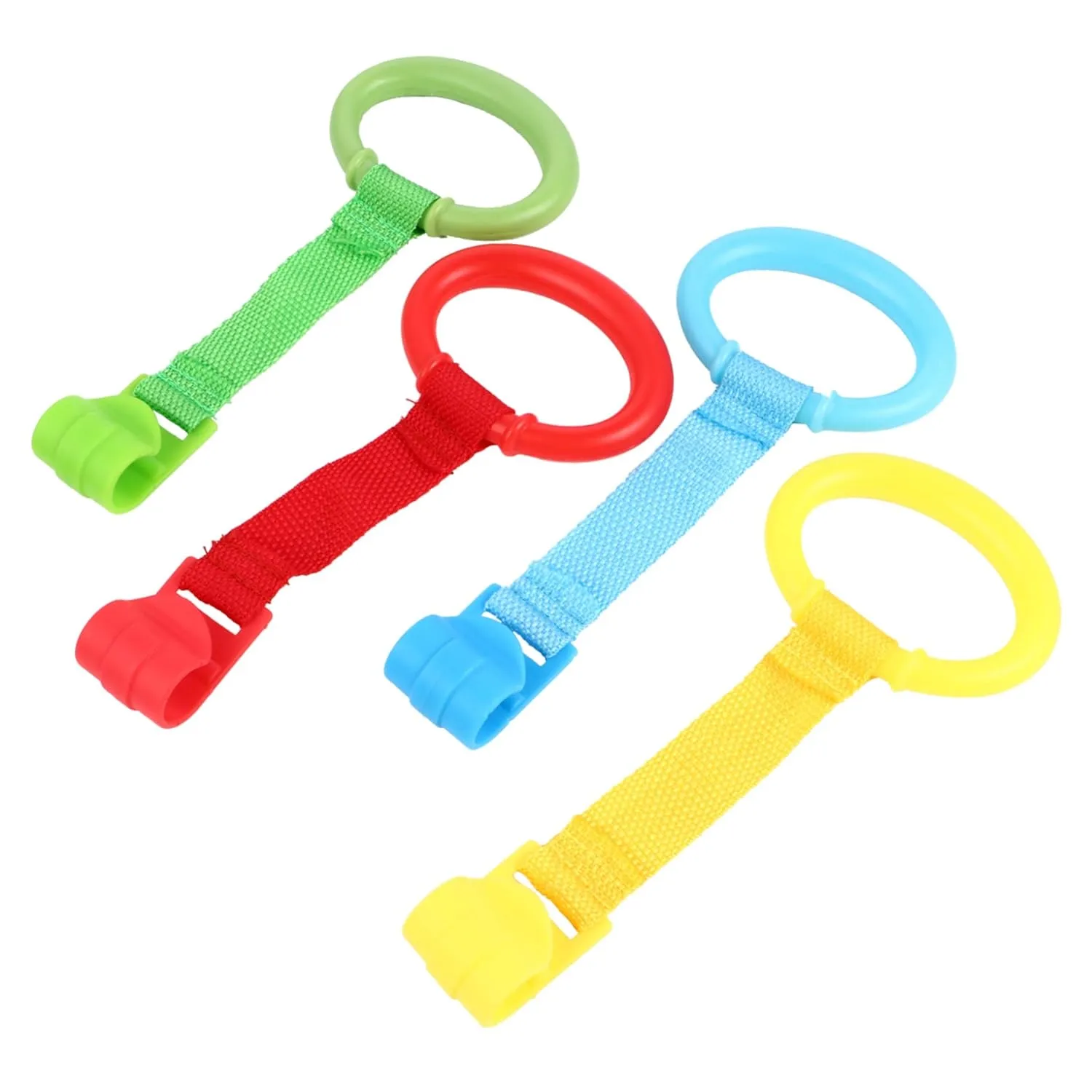 for Learning to Stand and Improve Motor Skills 8pcs Portable Pull Ring Safe Ergonomic Design for tow realm Crib Stroller and Play Bed Support Rings 