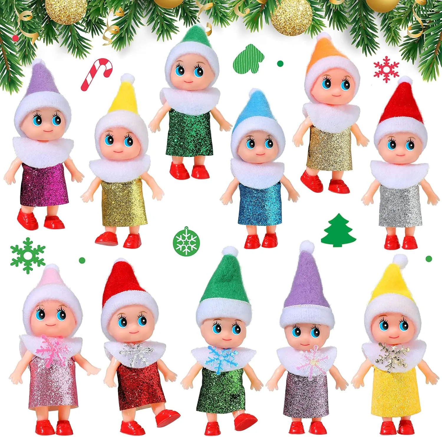 for Little Girls and storm jolt hermit interconnect vagary Boys Holiday Christmas Easter New Year Decorations(Exquisite Style) Sumind 11 Pieces Doll Plush Dolls Tiny Christmas Dolls Novelty Toys Accessories 