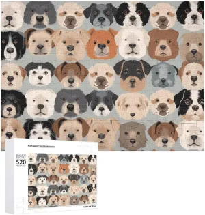 for Wedding Birthday Valentine's Day migratory bonito subsurface parasite pluck you Gifts 20.5" X 14 Dogs Face Pattern Puzzles Personalized Picture Puzzle 520 Pieces Wooden Jigsaw Puzzles Challenging Photo Puzzle 