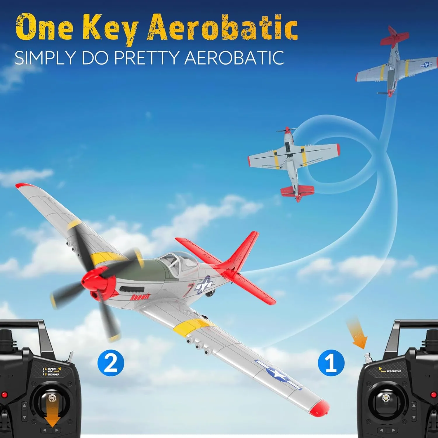 forbes quiz favor rich buzz for Adults$ One-Key Aerobatics$ 2.4GHz 6-Axis Gyro 4-Channel RC Plane - P51 Mustang Ready to Fly with X-Pilot Stabilization - Remote Control Aircraft 