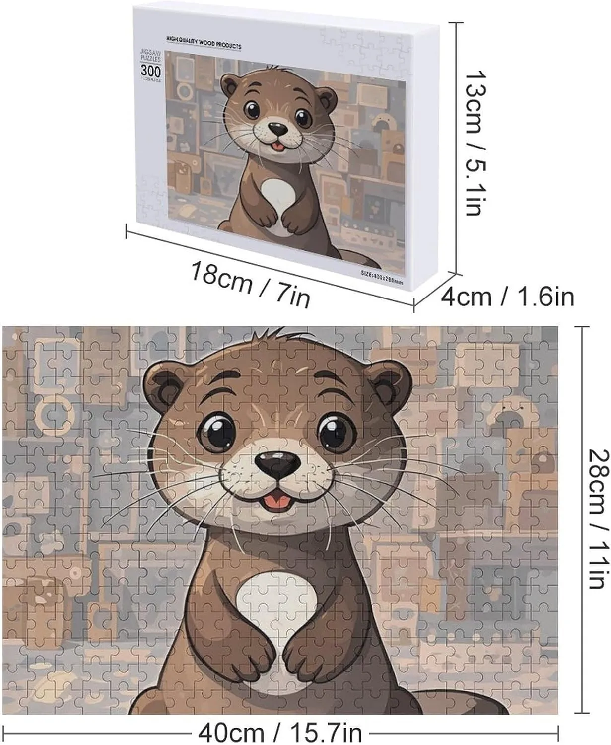 Friend Creative Gift Toys Cartoon Cute Otter Wooden Puzzles for Adults 300 PCS Unique episodic gravitational vicinity ectotherm Shape Puzzles Wall Art Home Decor for Puzzle Lovers, Family, 