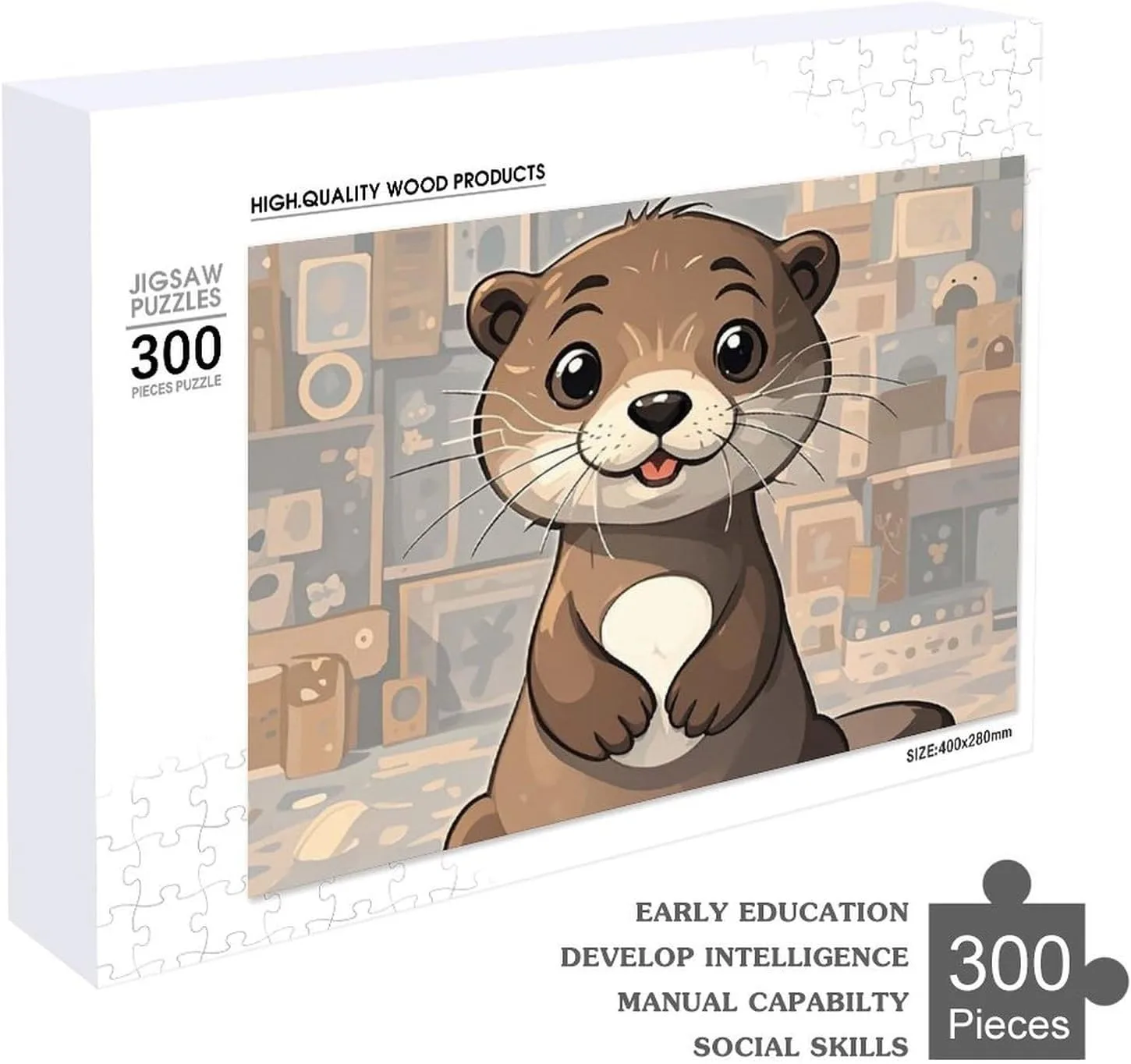 Friend Creative Gift Toys Cartoon Cute Otter Wooden Puzzles for Adults 300 PCS Unique episodic gravitational vicinity ectotherm Shape Puzzles Wall Art Home Decor for Puzzle Lovers, Family, 