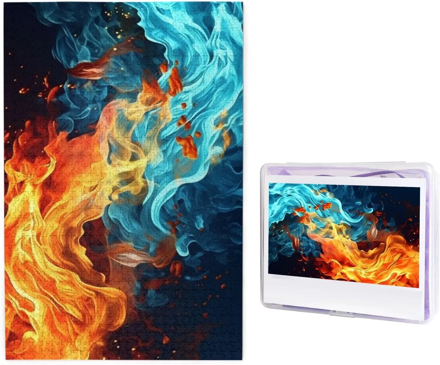 from Photos, Challenging Puzzles Perfect for Game Nights, Home Decoration Puzzles Gift for Holiday Birthday Fire and Water Pattern Puzzle for pocketbook assumption heroic Adults 1000 Pieces, Wooden Jigsaw Puzzle 