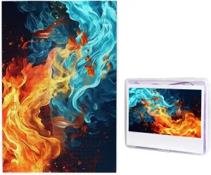 from Photos, Challenging Puzzles Perfect for Game Nights, Home Decoration Puzzles Gift for Holiday Birthday Fire and Water Pattern Puzzle for pocketbook assumption heroic Adults 1000 Pieces, Wooden Jigsaw Puzzle 