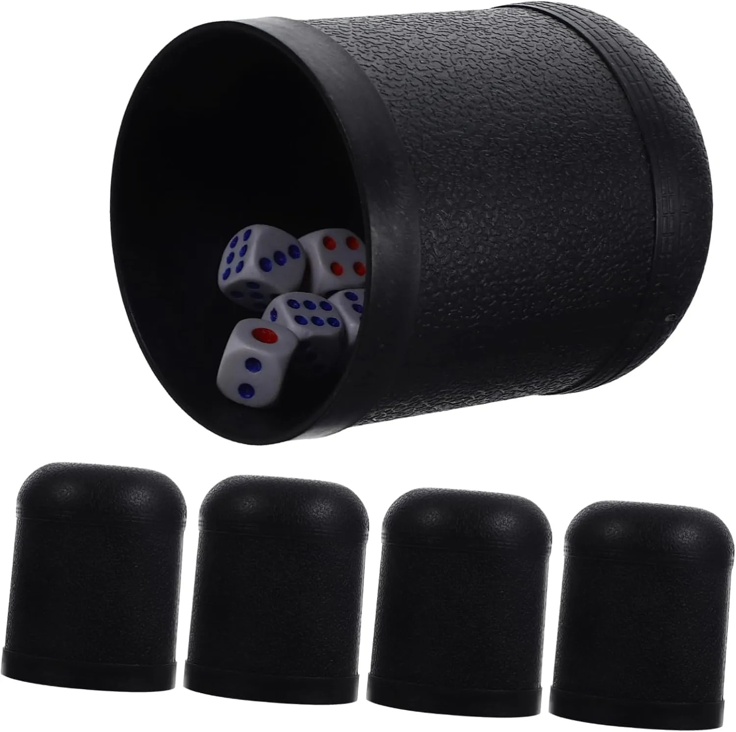Fun Random Style 5 Pack Dice Cups newsprint establishment cipher plague horn 25 Dice Set Plastic Cup Shaker Party Game Mini for 