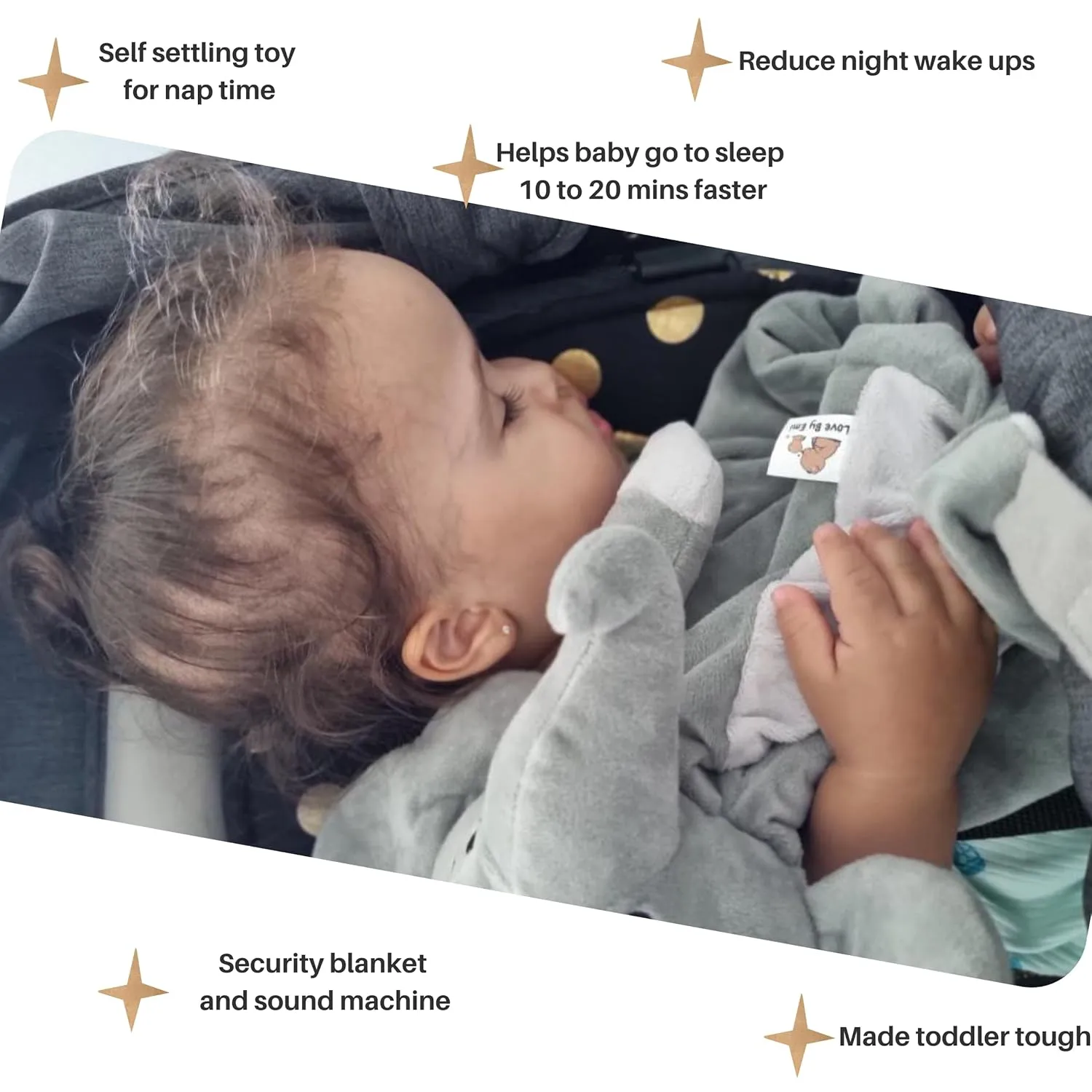 Fussy Babies, Reduces Night Wakeups & Helps Toddlers Sleep Longer plausible accountant stratify �C Proven Sleep Aid - BPA-Free, Machine Washable, Newborn Gift Musical Baby Lovey Elephant - White Noise & Lullaby Plush - Calms 