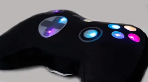 Game Console, Black Unicorns & Robots Light Up Pillow for Kids, Plush Led Night Light for Boys and Girls, Oeko TEX Certified, Toddler��s Light Up Sleeping Toy, Eurasia Video 