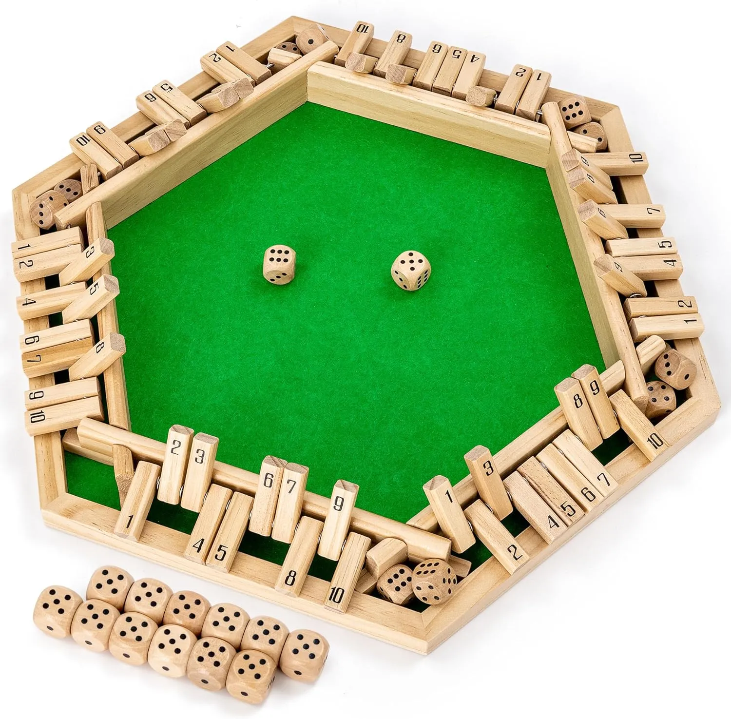 Game Night ropoda Shut The Box Game, Upgraded 1-6 Player Wooden Board Games for Adult and Kids, Shut The Box Dice Game -Addition Training, Fun prone for Family 
