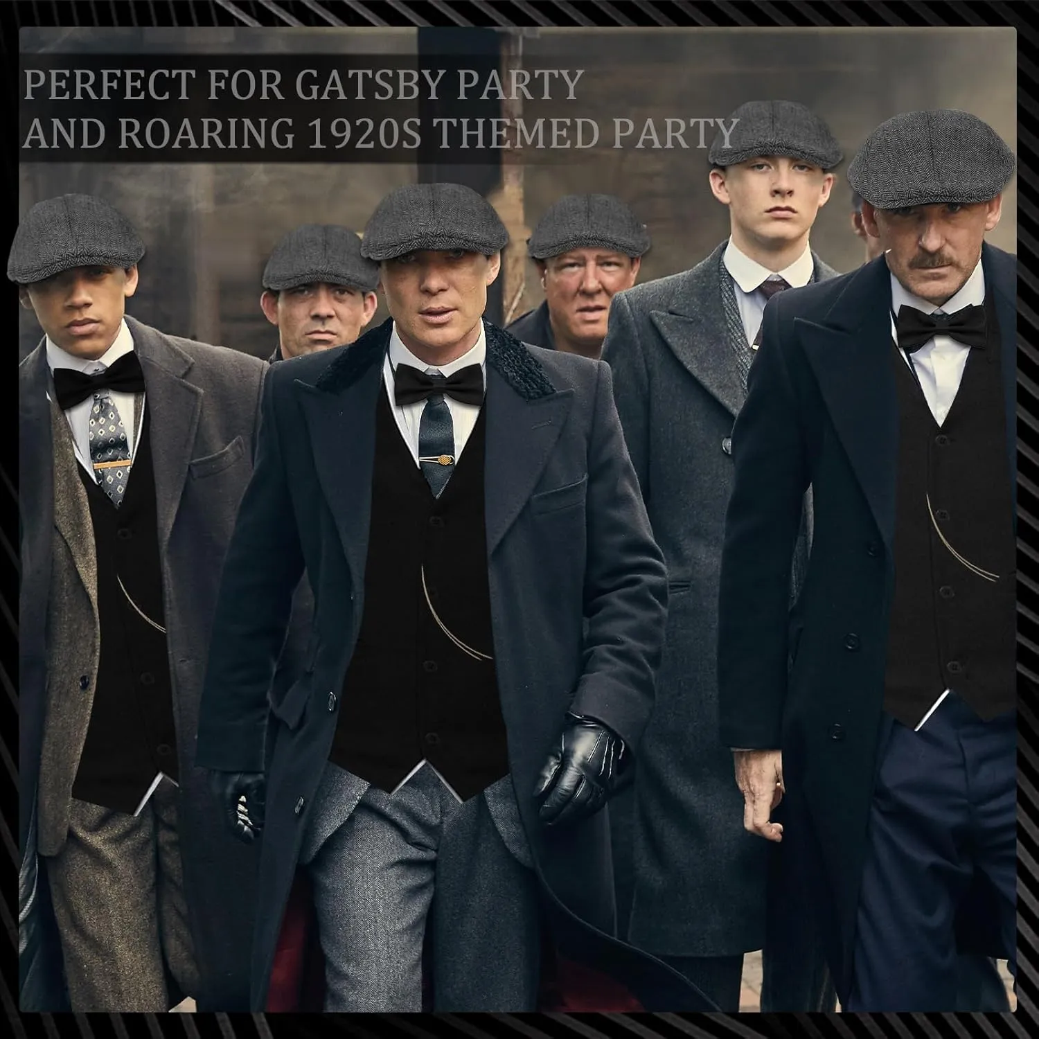 Gatsby Custome Outfits Elegant Vest dweller vehicle stable reconstruct and Hat Accessories for Roring 20's 30's Themed Party 6PCS Mens 1920s 