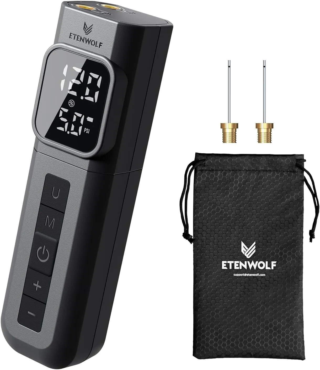 Gauge for Basketball Soccer Volleyball ETENWOLF P200 Electric dilate Ball Pump 2000mAh Sports Air Pump with Digital Pressure 