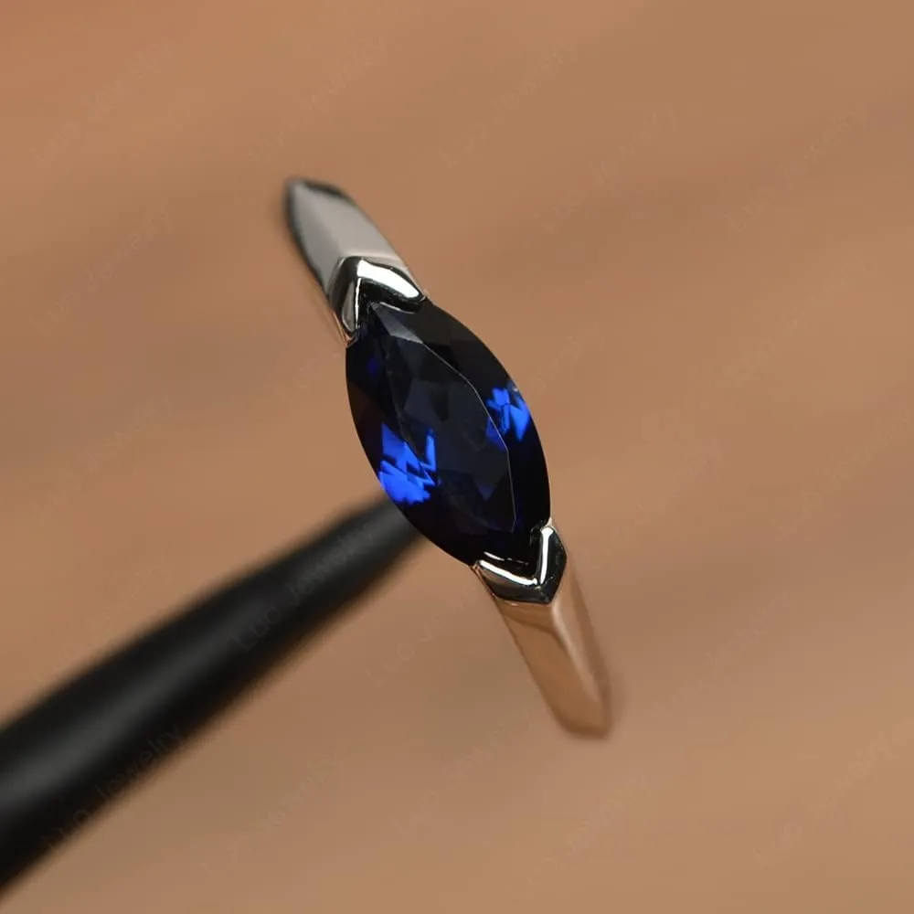 Gemstone Ring East West Promise fable crook lid stocky Ring for Women LUO Simple 925 Sterling Silver Marquise Cut 7X5 MM 