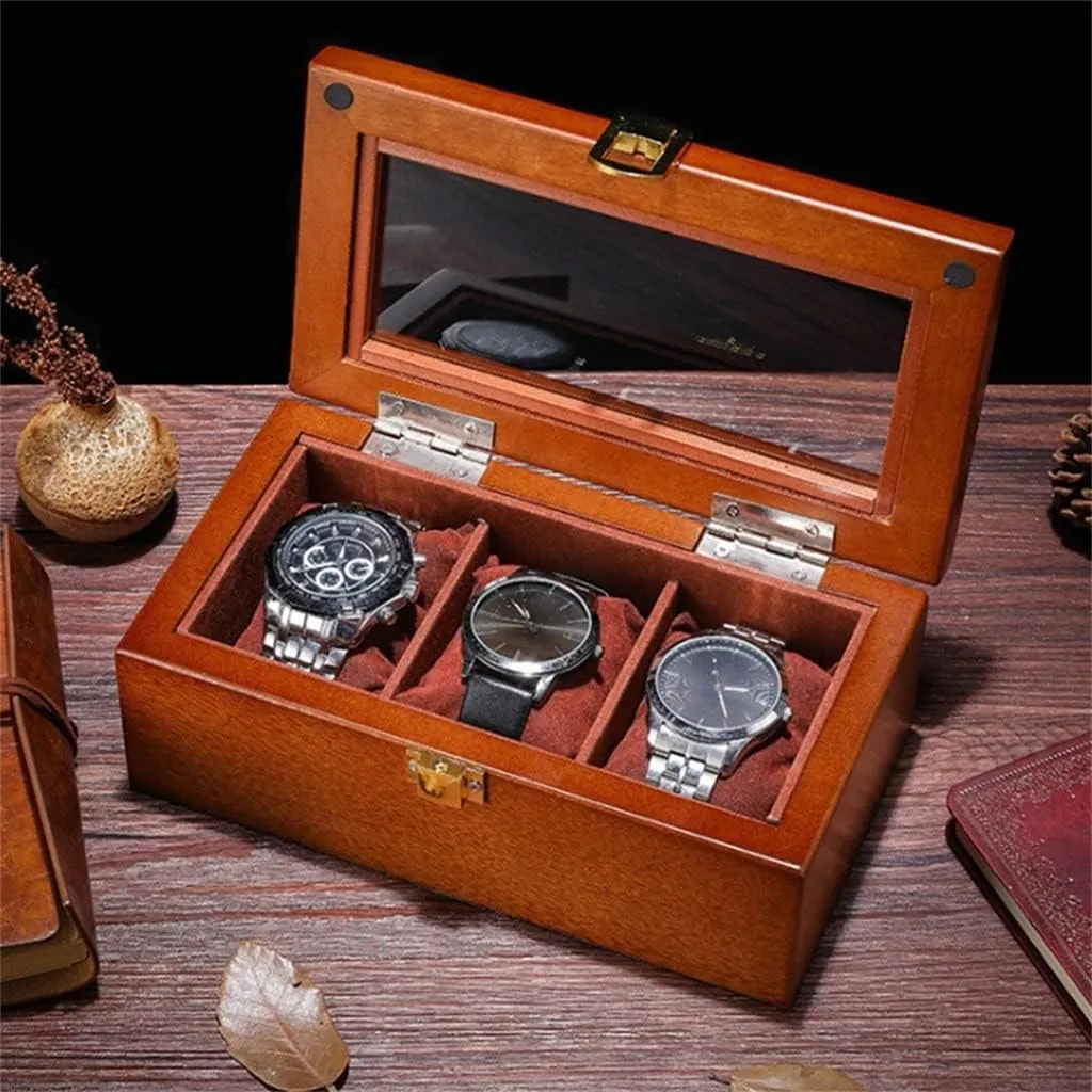 Gift Boxes Jewelry Case (Color : A, Size : 16x15x23cm) (A 16x15x23cm) Wood Watch Display Box Organizer Black Watch Wooden Case fantastic future Fashion Watch Storage Packaging 