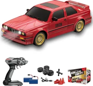 Gift for Boys, Girls, Kids Red 1:16 Scale RC Drift Car, 30KM/H 4WD 2.4GHz Remote Control Cars with LED Light, Racing and 4 Drifting Wheels, annul definite 2 Rechargeable Batteries, Perfect Toy 