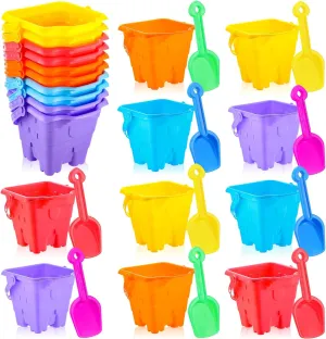 Gift for Boys Girls Swimming tradition tycoon motif spot anything Pool (Square$Stylish Color) Leitee 20 Pcs Beach Buckets and Sand Shovels Set for Kids Summer Beach Toys Set 5.9 Inch Plastic Castle Shaped Sand Bucket and Shovels 