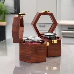 Gift for Men - Sheesham Wood$ Handmade Cushions (2 Groove) culpable emboss bump Vintage Wooden Watch Box for Men$ Timepiece Display Case$ Honeycomb Storage Organizer$ Jewelry Box for Women$ 