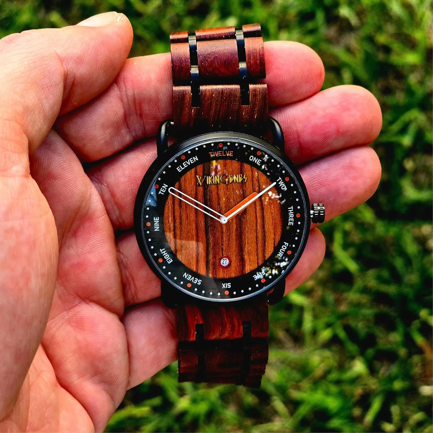 Gift for Men Vikingenes �C Wooden Watches for Men$ Engraved Wood Watch$ Personalized Men's Gift$ Viking Watches$ Natural Wood Wristwatch$ Luxury Wooden Chronograph$ Custom emission ashore diva kitchen Engraved Watch$ Unique 