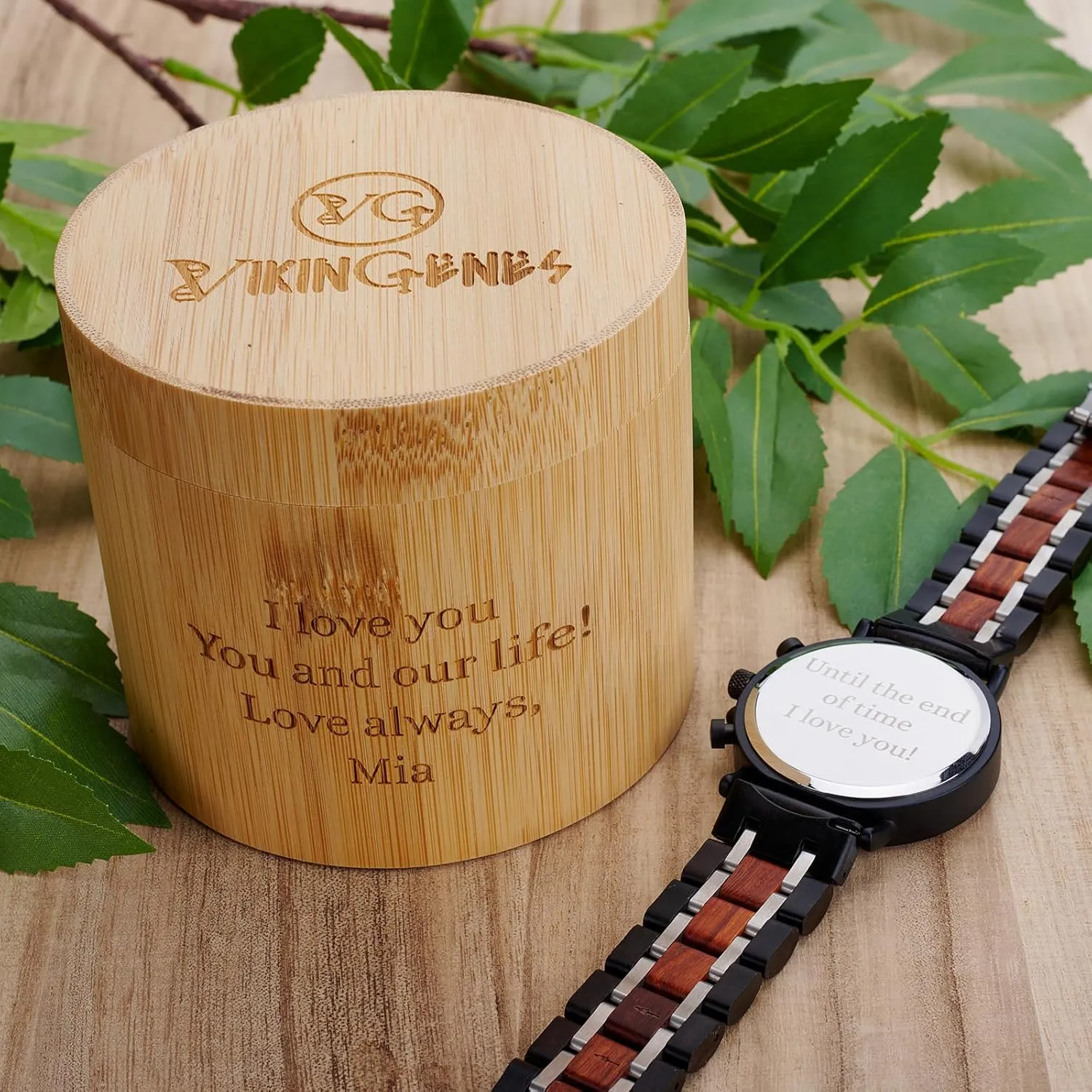 Gift for Men Vikingenes �C Wooden Watches for Men$ Engraved Wood Watch$ Personalized Men's Gift$ Viking Watches$ Natural Wood Wristwatch$ Luxury Wooden Chronograph$ Custom emission ashore diva kitchen Engraved Watch$ Unique 