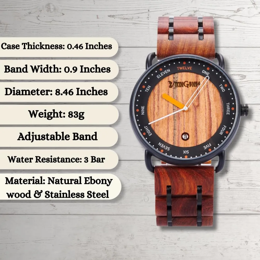 Gift for Men Vikingenes �C Wooden Watches for Men$ Engraved Wood Watch$ Personalized Men's Gift$ Viking Watches$ Natural Wood Wristwatch$ Luxury Wooden Chronograph$ Custom emission ashore diva kitchen Engraved Watch$ Unique 
