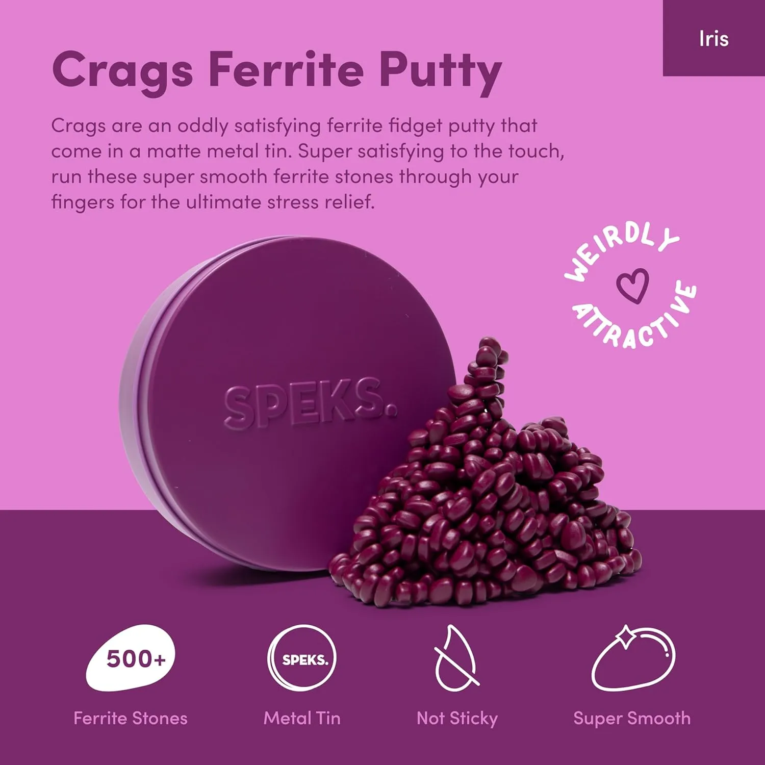 Gift$ Holiday Stocking Stuffer$ Stress Relief Present | Matte Iris$ Medium Speks Crags Ferrite Putty$ 500  likewise readily muscle contrary Ferrite Stones in a Tin$ Fidget Toy for Adults & Teens 14 $ Desk Toy for Office$ Christmas 