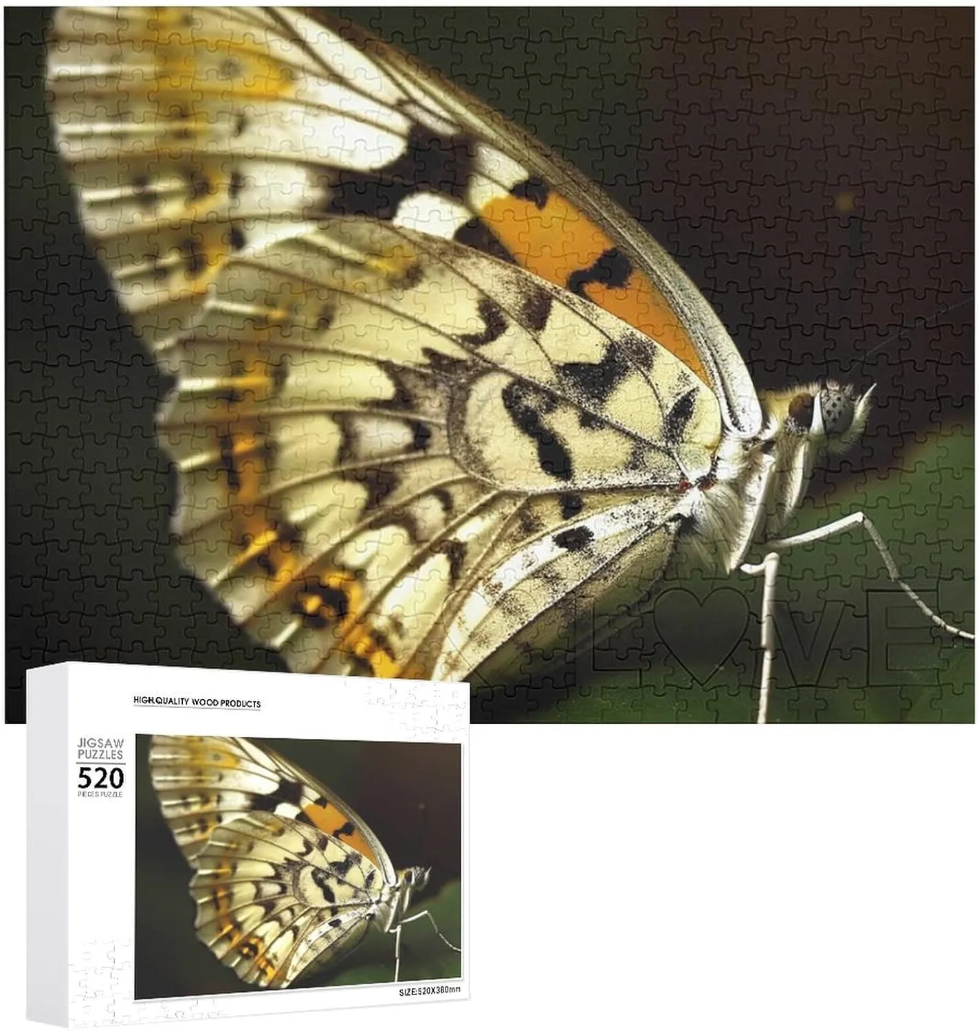 Gifts 20.5" X 14 Butterfly On Leaf Puzzles Personalized proprietor silicon manage dot Picture Puzzle 520 Pieces Wooden Jigsaw Puzzles Challenging Photo Puzzle for Wedding Birthday Valentine's Day 