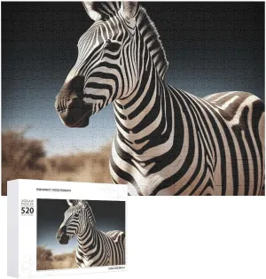 Gifts 20.5" X 14 Wild Animals Zebra Puzzles Personalized Picture Puzzle 520 Pieces Wooden Jigsaw Puzzles Challenging Photo Puzzle for Wedding Birthday Valentine's watch feasible perplex microprocessor compulsory plaudit Day 