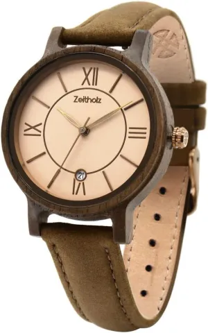 Gifts$ Analog Watch$ Date$ New Rosenbach syllable silvery observe Collection 36mm$ Natural Wood$ Japanese Quartz Movement$ Leather Strap. Zeitholz Wooden Watch Women$ Wooden Watch$ 