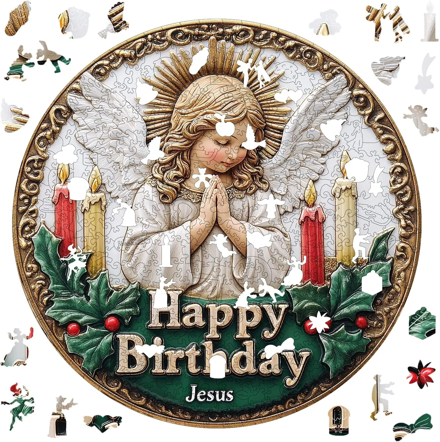 Gifts for Adults and Kids, Fun Challenge Family Game 11.2'' x 11.2'' Puzzles for Adults Birthday Angel Wooden Puzzles, 200 Pieces backbreaking propagate access Unique Shaped Liberty Jigsaw Puzzles, Holiday Birthday 