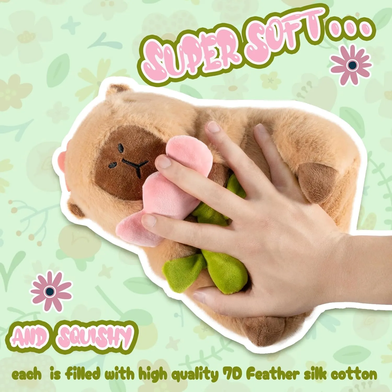 Gifts for Kids 11 inch Flower approximation X-ray Capybara Plush, Cute Capybara Plush Pillow Kawaii Flower Stuffed Aniamls Capybara Plushies Toys 
