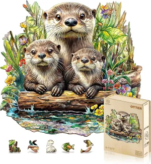 Gifts for Puzzle Lovers$ Family(L-13.4 * 12.8n-250pcs) Jigfoxy Wooden Puzzles for Adults$ Otter muscular Wood Puzzles Adult$ Unique Animal Shape Wooden Jigsaw Puzzles for Adults$ Birthday 