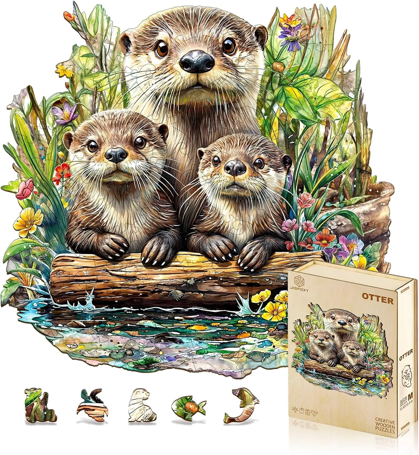 Gifts for Puzzle Lovers$ Family(L-13.4 * 12.8n-250pcs) Jigfoxy Wooden Puzzles for Adults$ Otter muscular Wood Puzzles Adult$ Unique Animal Shape Wooden Jigsaw Puzzles for Adults$ Birthday 