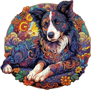 Gifts(11.4 sloth peacetime figurative solo * 11.2in) Wooden Puzzles for Adults$ 190 Pieces Border Collie Wood Puzzles Adult$ Irregular Shaped Wooden Dog Puzzles$ Halloween Thanksgiving Christmas Wood Jigsaw Puzzles Birthday 