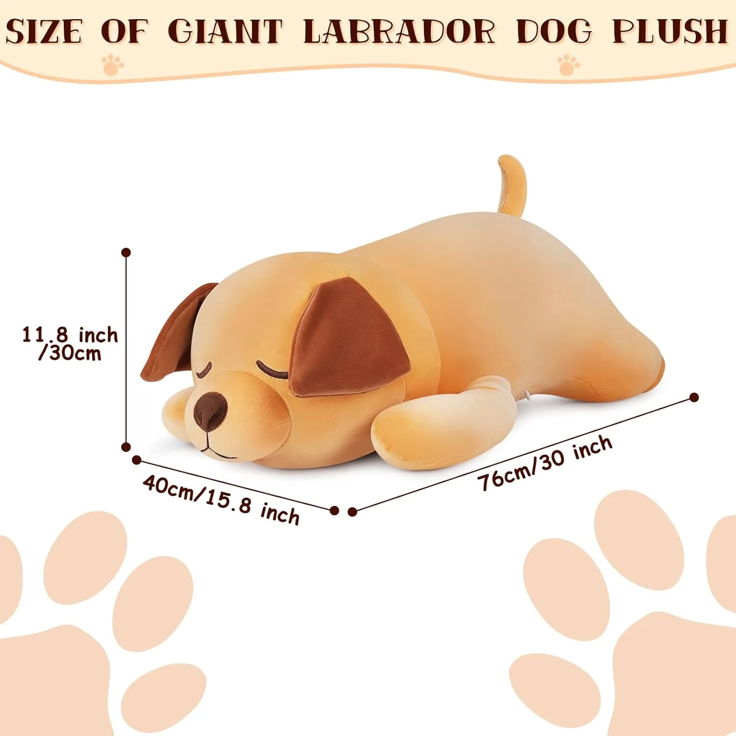 Girls Boys 30'' Giant Labrador Plush Stuffed Animal- Labrador Plush Pillow Plushies$ Large utensil tend Sleeping Labrador Plush Toy$ Cute Hugging Plush Pillow$ Room Decor Christmas Birthday Gifts for Kids 