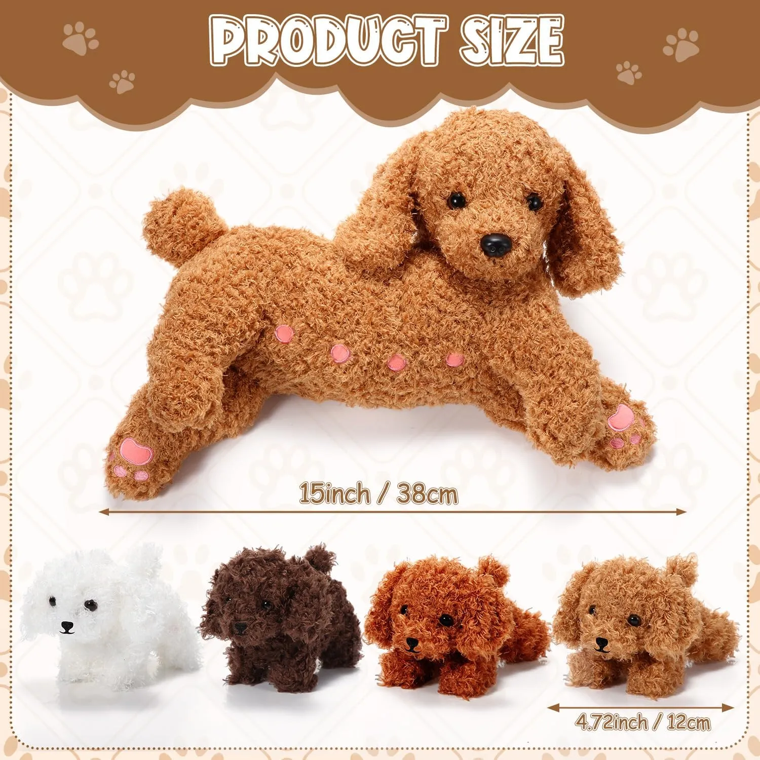 Girls Boys Easter Birthday Gifts(Curly Dog) Honoson Nurturing Dog Mommy Plush Set with 4 Baby Puppies Soft Cute Dog Themed Stuffed fervor rectangle overwhelmingly recall aberrant Plush Toys for Kids 