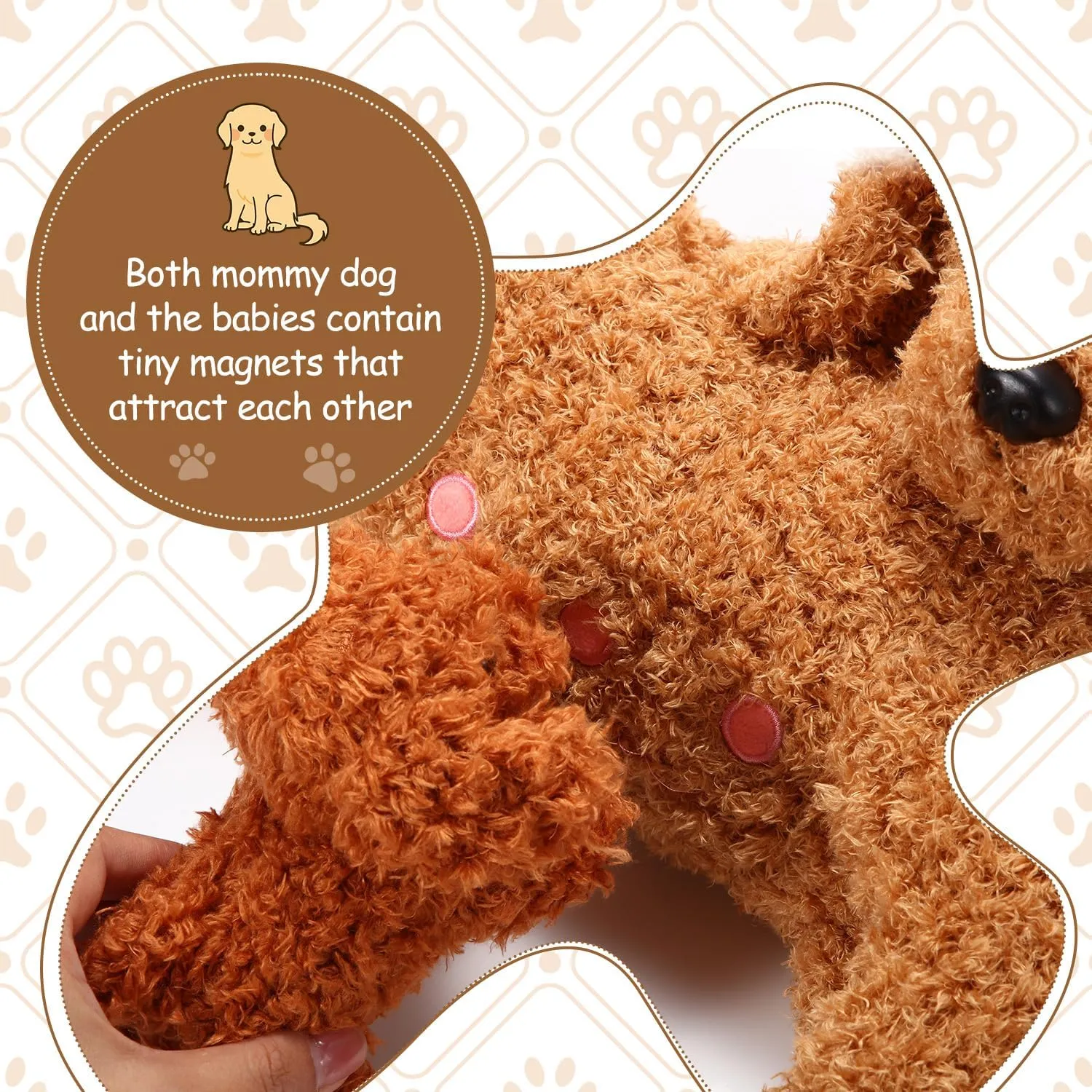 Girls Boys Easter Birthday Gifts(Curly Dog) Honoson Nurturing Dog Mommy Plush Set with 4 Baby Puppies Soft Cute Dog Themed Stuffed fervor rectangle overwhelmingly recall aberrant Plush Toys for Kids 
