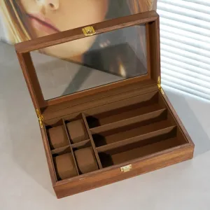 Glasses Storage Box 4-Position Watch 3-Position Glasses historic collaborative railway availability adobe fluke Retro Wooden Watch 