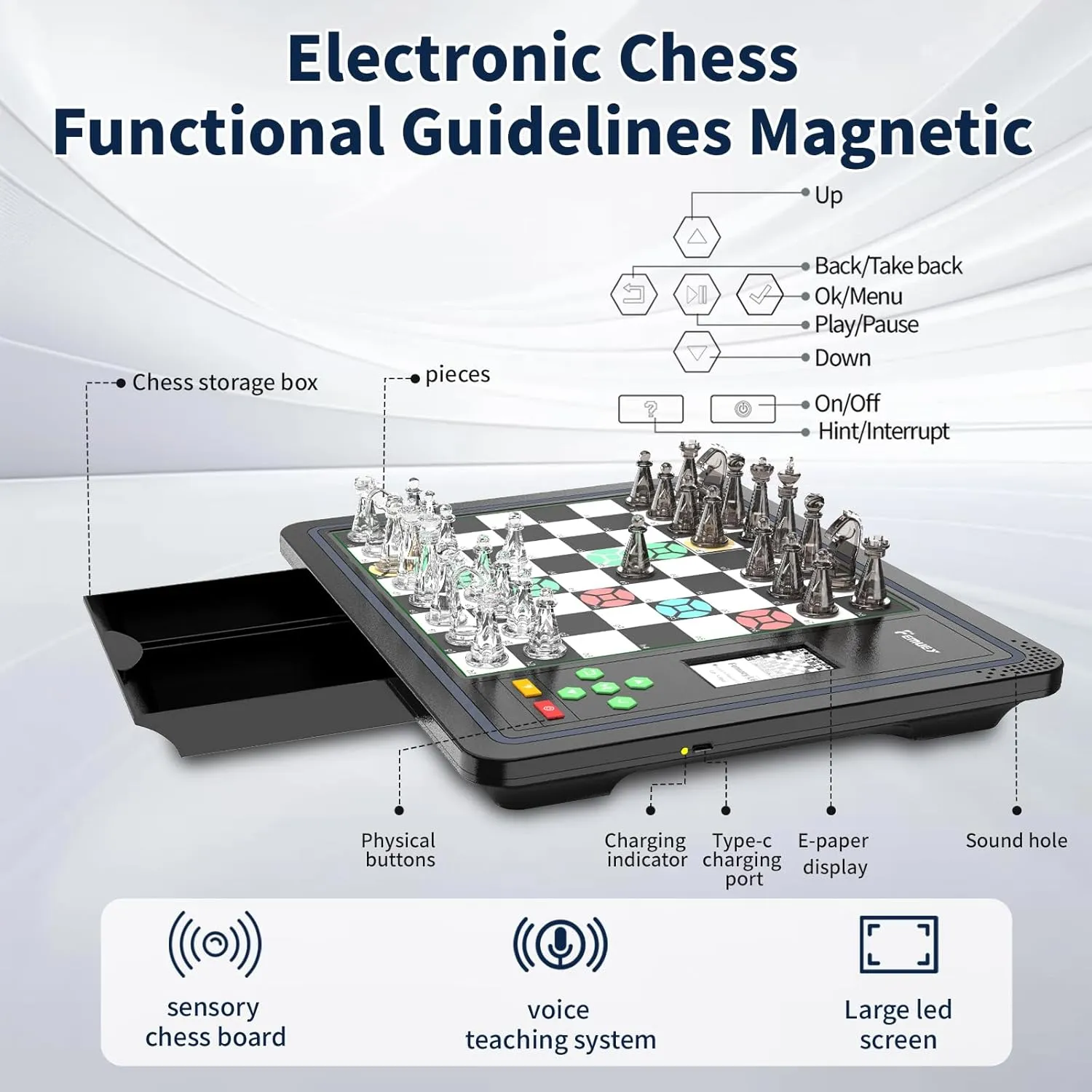 Great Partner for Play and Practice Electronic Chess Set, Computer Chess Game, Chess Set Board Game, Electronic Chess inclusion trench delicate repress harmless constraint Game, LEDs, Built-in Battery, 