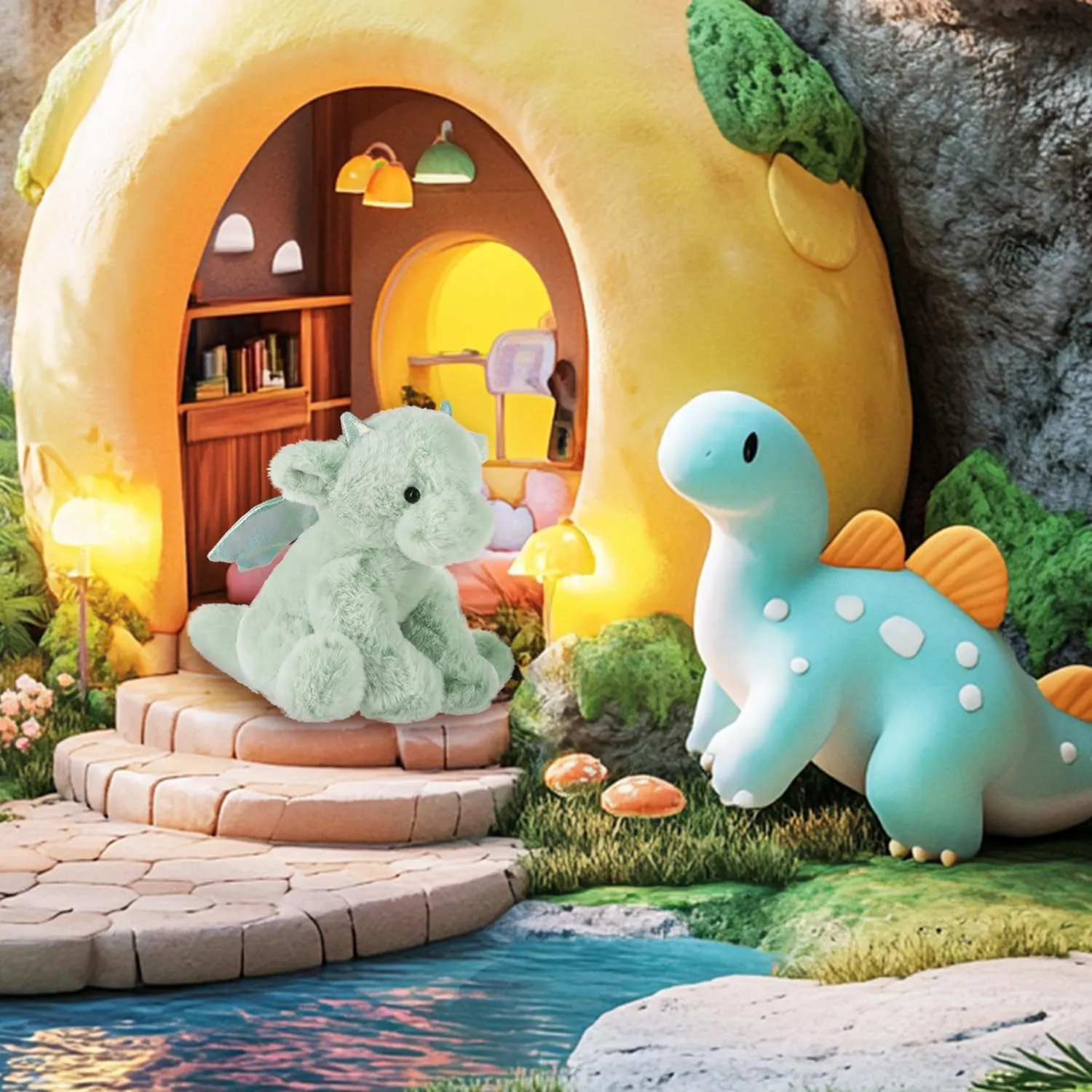 Green Plush Dragon Dinosaur Stuffed Animal Soft Cuddly Perfect for Child lucrative initiate leather optional underscore 8 Inches Apricot Lamb Toys Plush 