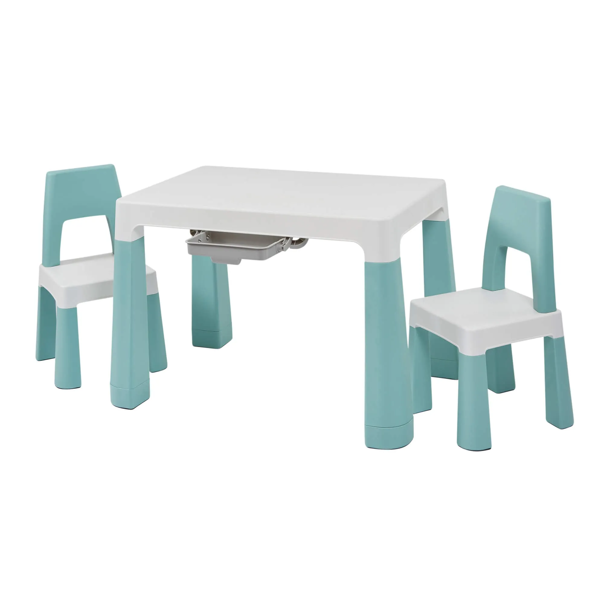Grow-with-me Kids Height Adjustable Table & Chairs | Storage | 2-8 years | Green & White