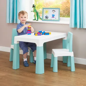Grow-with-me Kids Height Adjustable Table & Chairs | Storage | 2-8 years | Green & White