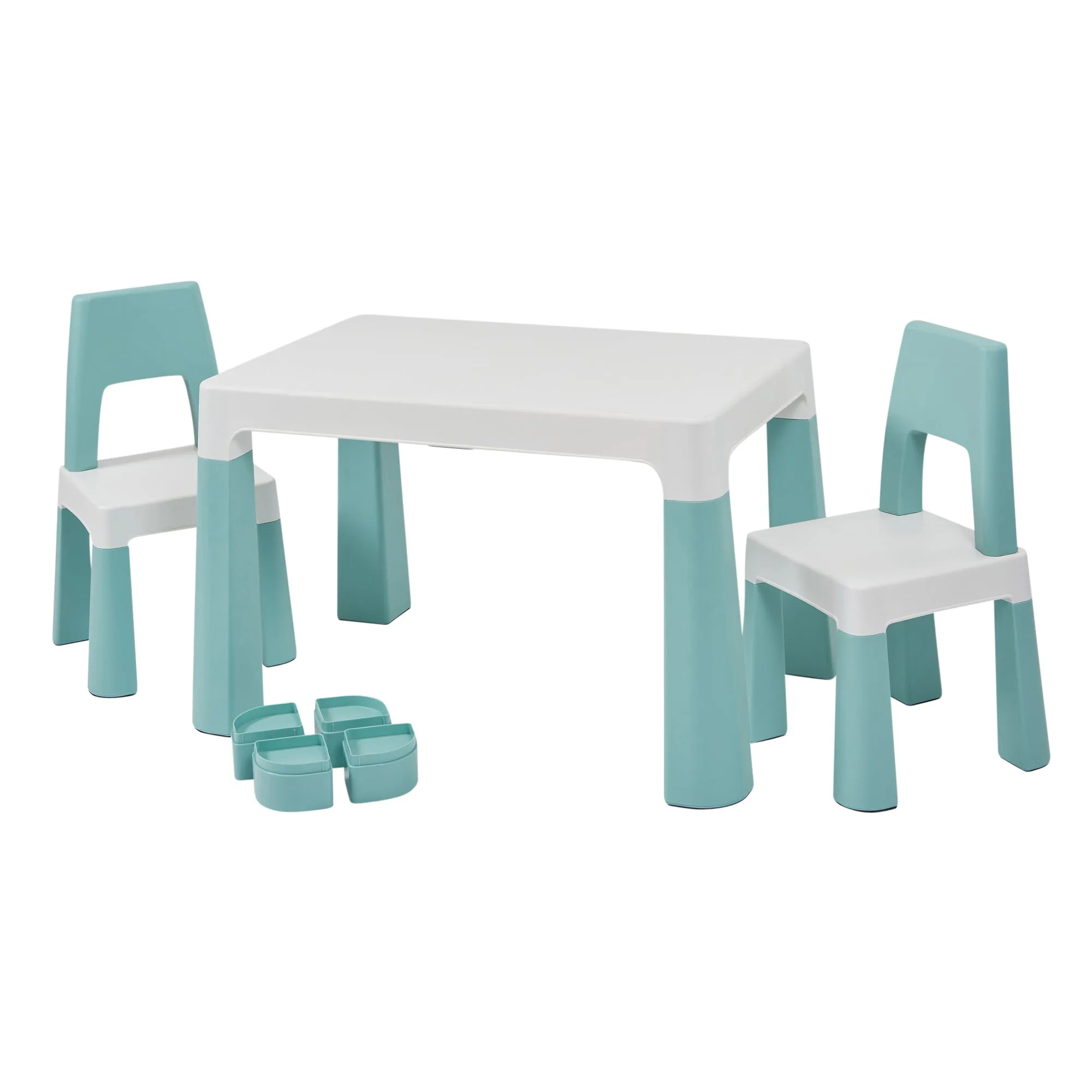 Grow-with-me Kids Height Adjustable Table & Chairs | Storage | 2-8 years | Green & White