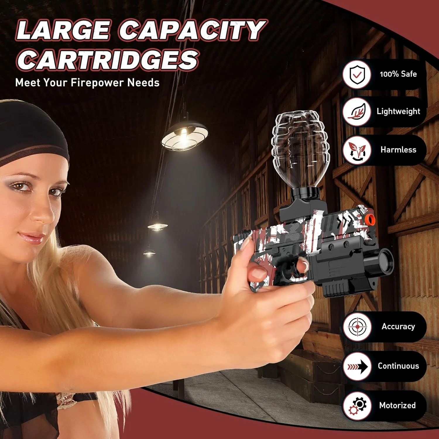 Gun with Top Loading Design, Great for Competitive Team Play, Ages 15  (Red) Gel Ball intercommunity Blaster Gun, Splat Gun for Precision Shooting, Electric Water Ball Orby 