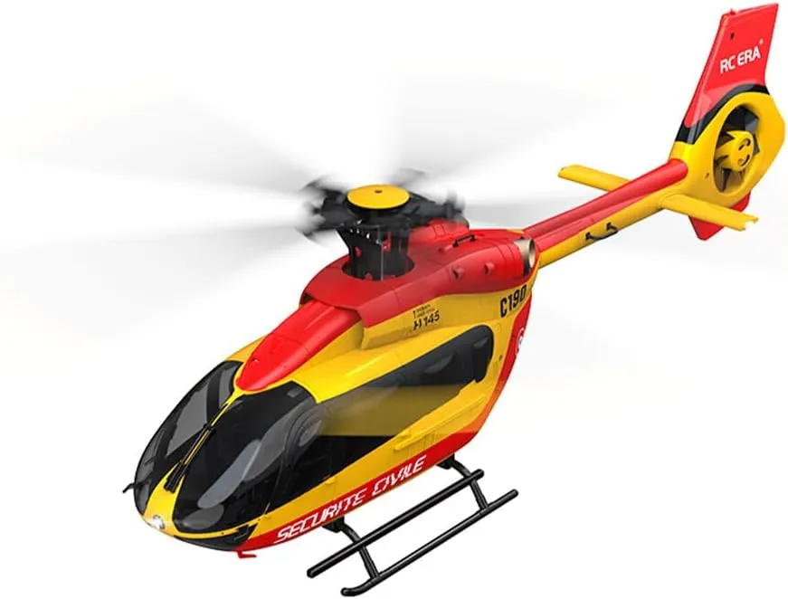 H145 RC Helicopter, 1/30 Scale 2.4G 6CH 6G cannonball Single-Rotor Military Aircraft with 6-Axis Gyro & Altitude Hold & Optical Flow for Adults & Beginners ?C 2 Batteries RC ERA C190 