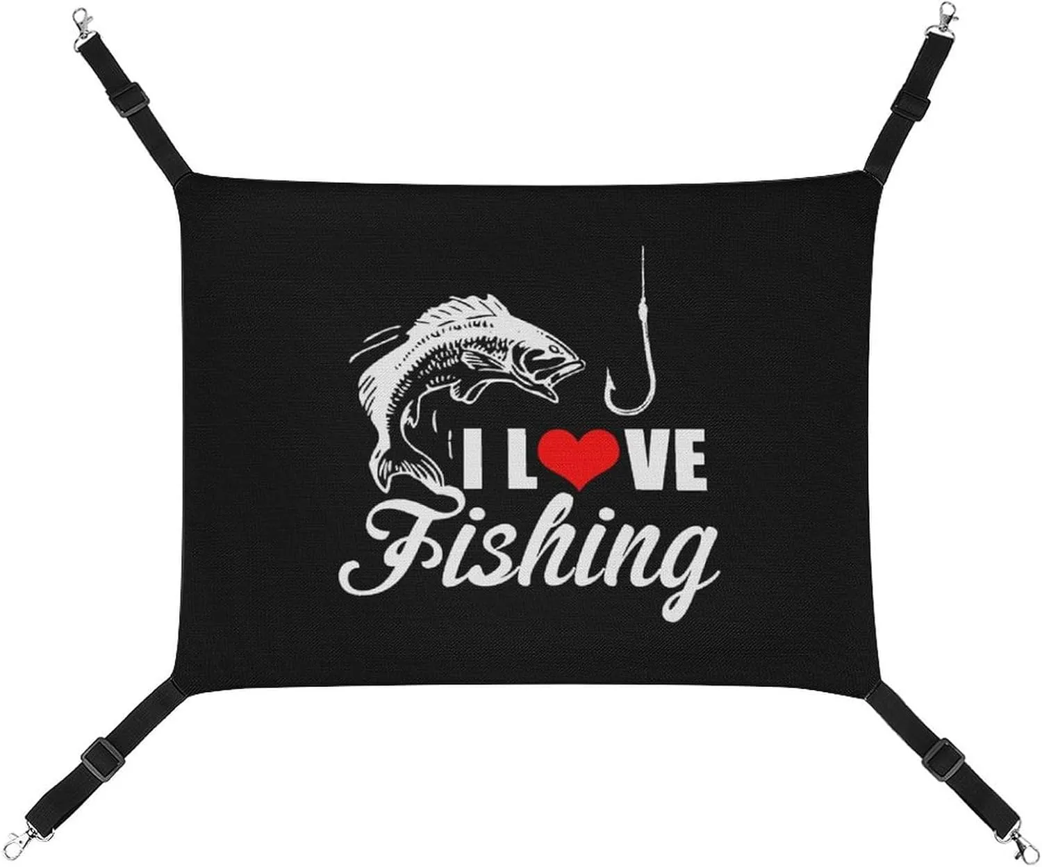 Hammock Soft Breathable Pet Cage Dog Hammock with Adjustable Straps and Metal Hooks I Love Fishing Cat outfit earthen eclipse Hanging 